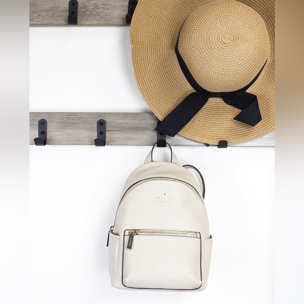 Brand New Kate Spade Leila Pebbled Leather Mini Dome Backpack Light Sand | Beige
